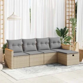 Juego de sofás jardín con cojines 5 pzas ratán sintético beige de , Conjuntos de jardín - Ref: Foro24-3325902, Precio: 314,25...