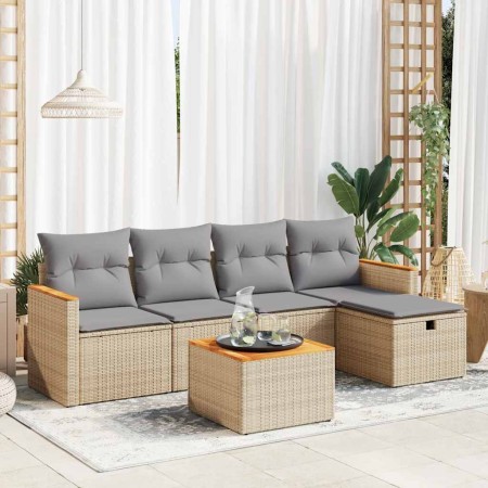Juego de sofás jardín con cojines 6 pzas ratán sintético beige de , Conjuntos de jardín - Ref: Foro24-3325909, Precio: 368,36...