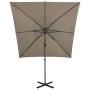 Sombrilla voladiza con poste y luces LED gris taupé 250 cm de vidaXL, Sombrillas - Ref: Foro24-312323, Precio: 180,50 €, Desc...