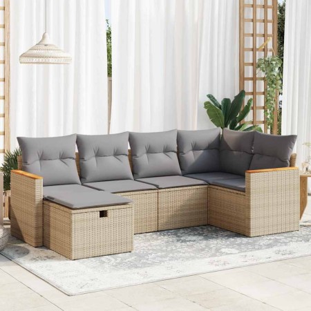 Juego de sofás jardín con cojines 6 pzas ratán sintético beige de , Conjuntos de jardín - Ref: Foro24-3325916, Precio: 411,05...