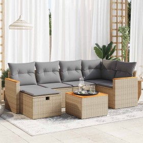 Set sofás de jardín 7 piezas y cojines ratán sintético beige de , Conjuntos de jardín - Ref: Foro24-3325923, Precio: 448,03 €...