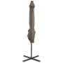 Sombrilla voladiza con poste y luces LED gris taupé 250 cm de vidaXL, Sombrillas - Ref: Foro24-312323, Precio: 180,50 €, Desc...