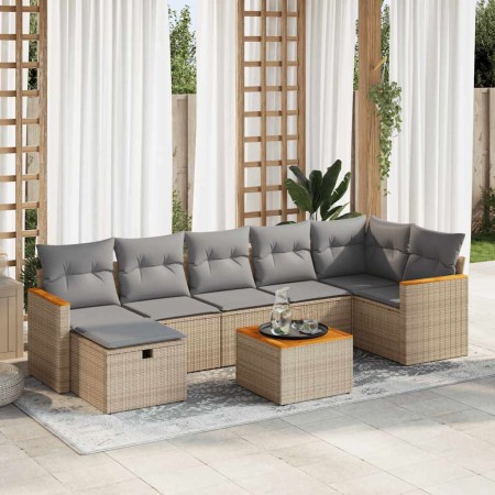 Set de sofás de jardín y cojines 8 piezas ratán sintético beige de , Conjuntos de jardín - Ref: Foro24-3325937, Precio: 488,9...