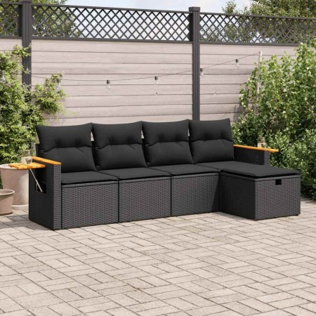 Set de muebles de jardín 5 pzas y cojines ratán sintético negro de , Conjuntos de jardín - Ref: Foro24-3325954, Precio: 375,4...