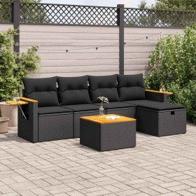 Set de sofás de jardín 6 piezas y cojines ratán sintético negro de , Conjuntos de jardín - Ref: Foro24-3325961, Precio: 414,6...