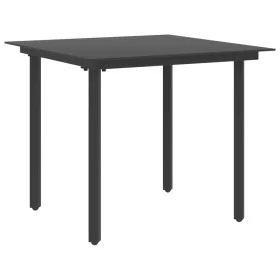 Garden dining table made of black steel and glass, 80x80x74 cm. by vidaXL, Garden tables - Ref: Foro24-313109, Price: 93,41 €...