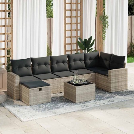 Set de sofás de jardín 8 pzas y cojines ratán sintético gris de , Conjuntos de jardín - Ref: Foro24-3325418, Precio: 548,72 €...