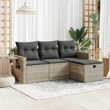 Set de sofás de jardín 4 pzas y cojines ratán sintético gris de , Conjuntos de jardín - Ref: Foro24-3325458, Precio: 266,59 €...