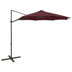 Sombrilla voladiza con poste y luces LED burdeos 300 cm de vidaXL, Sombrillas - Ref: Foro24-312342, Precio: 102,35 €, Descuen...