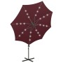 Sombrilla voladiza con poste y luces LED burdeos 300 cm de vidaXL, Sombrillas - Ref: Foro24-312342, Precio: 103,46 €, Descuen...