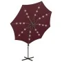 Sombrilla voladiza con poste y luces LED burdeos 300 cm de vidaXL, Sombrillas - Ref: Foro24-312342, Precio: 102,35 €, Descuen...