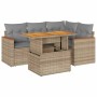 Set sofás jardín y cojines 5 pzas ratán sintético acacia beige de , Conjuntos de jardín - Ref: Foro24-3327482, Precio: 387,87...