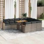 Set sofás jardín y cojines 11 pzas ratán sintético acacia gris de , Conjuntos de jardín - Ref: Foro24-3327539, Precio: 742,72...