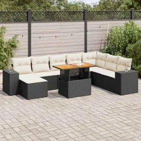 Set sofás jardín y cojines 9 pzas ratán sintético acacia negro de , Conjuntos de jardín - Ref: Foro24-3327409, Precio: 572,86...