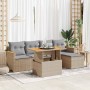 Set sofás jardín y cojines 6 pzas ratán sintético acacia beige de , Conjuntos de jardín - Ref: Foro24-3327475, Precio: 415,24...