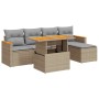 Set sofás jardín y cojines 6 pzas ratán sintético acacia beige de , Conjuntos de jardín - Ref: Foro24-3327475, Precio: 415,24...