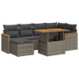 Set sofás jardín y cojines 7 pzas ratán sintético acacia gris de , Conjuntos de jardín - Ref: Foro24-3327511, Precio: 452,93 ...