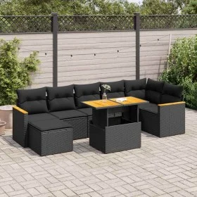 Set sofás jardín y cojines 8 pzas ratán sintético acacia negro de , Conjuntos de jardín - Ref: Foro24-3327513, Precio: 542,72...