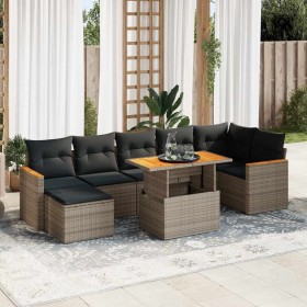 Set sofás jardín y cojines 8 pzas ratán sintético acacia gris de , Conjuntos de jardín - Ref: Foro24-3327518, Precio: 511,70 ...