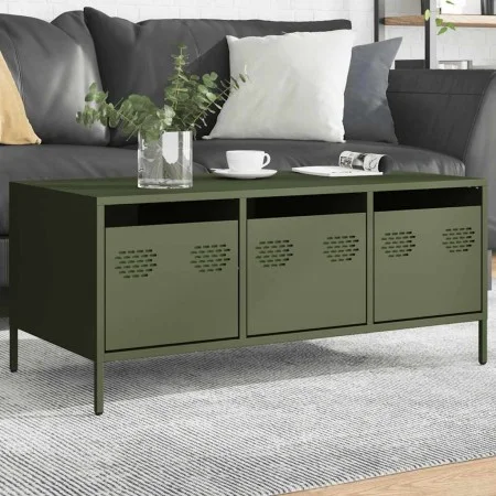 Mesa de centro acero laminado frío verde oliva 101,5x50x43,5 cm de , Mesas de centro - Ref: Foro24-851272, Precio: 110,56 €, ...
