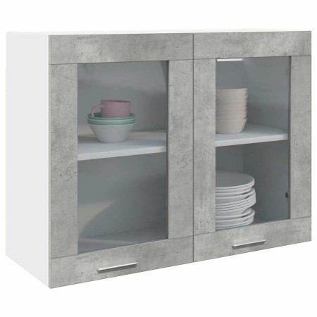 Armario colgante de vidrio gris hormigón 80x31x60 cm de , Armarios de cocina - Ref: Foro24-856118, Precio: 64,14 €, Descuento: %