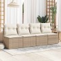 Set sofás jardín y cojines 4 pzas ratán sintético acacia beige de , Conjuntos de jardín - Ref: Foro24-3325244, Precio: 153,65...