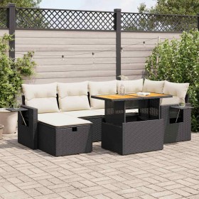 Set sofás jardín y cojines 8 pzas ratán sintético acacia negro de , Conjuntos de jardín - Ref: Foro24-3328029, Precio: 470,80...
