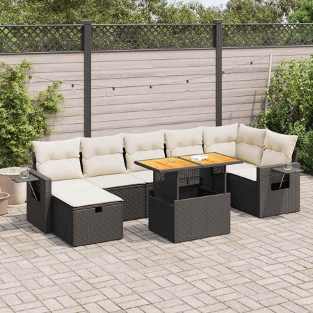 Set sofás jardín y cojines 5 pzas ratán sintético acacia negro de , Conjuntos de jardín - Ref: Foro24-3328036, Precio: 520,20...