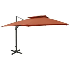 Sombrilla voladiza con doble techo terracota 300x300 cm de vidaXL, Sombrillas - Ref: Foro24-312382, Precio: 262,18 €, Descuen...