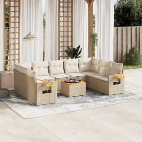 Juego de sofás jardín con cojines beige 10 pzas ratán sintético de , Conjuntos de jardín - Ref: Foro24-3227122, Precio: 673,5...