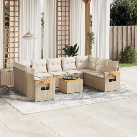 Juego de sofás jardín con cojines beige 10 pzas ratán sintético de , Conjuntos de jardín - Ref: Foro24-3227122, Precio: 673,5...