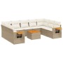 Juego de sofás jardín con cojines beige 10 pzas ratán sintético de , Conjuntos de jardín - Ref: Foro24-3227122, Precio: 673,5...