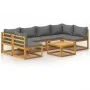 Muebles de jardín 7 pzas cojines madera maciza de acacia de vidaXL, Conjuntos de jardín - Ref: Foro24-3057622, Precio: 732,90...