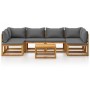 Muebles de jardín 7 pzas cojines madera maciza de acacia de vidaXL, Conjuntos de jardín - Ref: Foro24-3057622, Precio: 706,52...