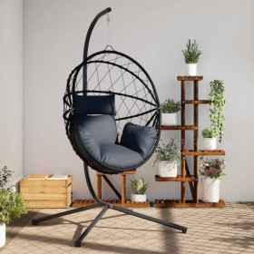 Silla colgante huevo con soporte ratán y acero antracita de , Balancines de jardín - Ref: Foro24-4007402, Precio: 264,69 €, D...