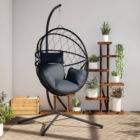 Silla colgante huevo con soporte ratán y acero antracita de , Balancines de jardín - Ref: Foro24-4007402, Precio: 264,69 €, D...
