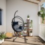 Silla colgante huevo con soporte ratán y acero antracita de , Balancines de jardín - Ref: Foro24-4007402, Precio: 264,69 €, D...