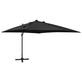 Sombrilla voladiza con poste y luces LED negra 300 cm de vidaXL, Sombrillas - Ref: Foro24-312348, Precio: 292,86 €, Descuento: %