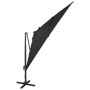 Sombrilla voladiza con poste y luces LED negra 300 cm de vidaXL, Sombrillas - Ref: Foro24-312348, Precio: 298,60 €, Descuento: %