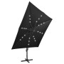 Sombrilla voladiza con poste y luces LED negra 300 cm de vidaXL, Sombrillas - Ref: Foro24-312348, Precio: 298,60 €, Descuento: %