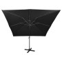 Sombrilla voladiza con poste y luces LED negra 300 cm de vidaXL, Sombrillas - Ref: Foro24-312348, Precio: 298,60 €, Descuento: %