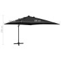 Sombrilla voladiza con poste y luces LED negra 300 cm de vidaXL, Sombrillas - Ref: Foro24-312348, Precio: 298,60 €, Descuento: %