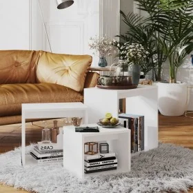 Mesas apilables 3 piezas madera contrachapada blanco de , Mesas auxiliares - Ref: Foro24-808576, Precio: 55,62 €, Descuento: %