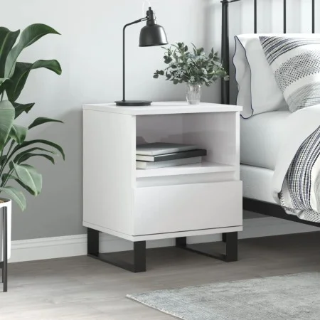 Mesita de noche madera contrachapada blanco brillo 40x35x50 cm de , Mesitas de noche - Ref: Foro24-830640, Precio: 57,20 €, D...