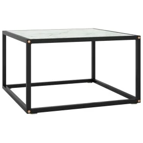 Mesa de centro negra con vidrio de mármol blanco 60x60x35 cm de vidaXL, Mesas de centro - Ref: Foro24-322873, Precio: 59,29 €...