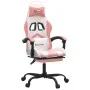 Silla gaming giratoria y reposapiés cuero sintético blanco rosa by , Gaming chairs - Ref: Foro24-349612, Price: 118,50 €, Dis...