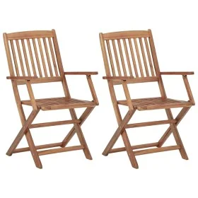 Sillas plegables de jardín 2 unidades madera maciza de acacia de vidaXL, Sillas de jardín - Ref: Foro24-313601, Precio: 105,8...