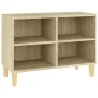 Mueble de TV patas de madera maciza roble Sonoma 69,5x30x50cm de , Muebles TV - Ref: Foro24-805926, Precio: 41,76 €, Descuent...