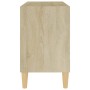 Mueble de TV patas de madera maciza roble Sonoma 69,5x30x50cm de , Muebles TV - Ref: Foro24-805926, Precio: 42,30 €, Descuent...