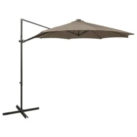 Sombrilla voladiza con poste y luces LED gris taupé 300 cm de vidaXL, Sombrillas - Ref: Foro24-312339, Precio: 87,11 €, Descu...